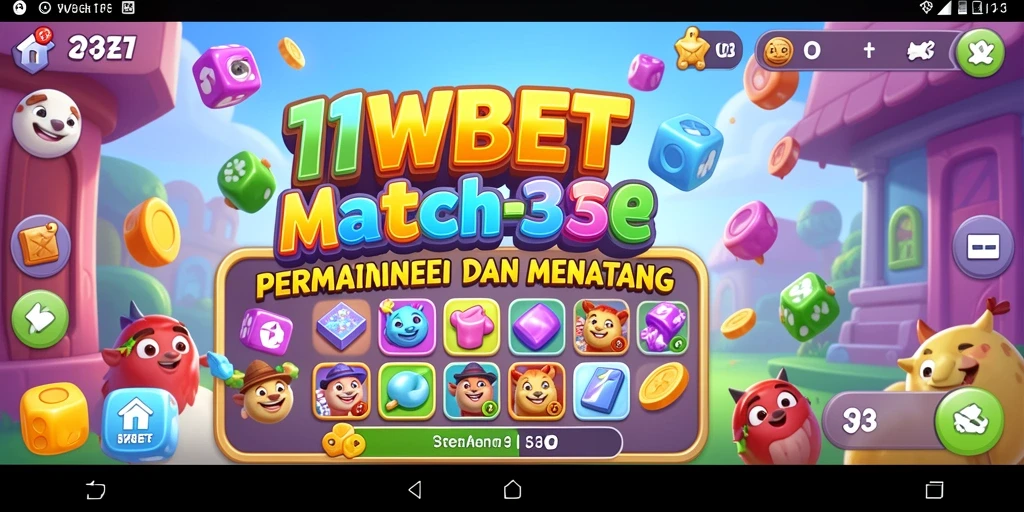 Tampilan gameplay Match-3 yang seru dan penuh warna di 11WBET.