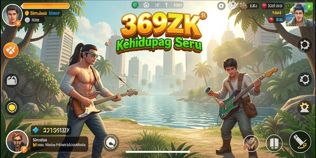 Tampilan gameplay <strong>369ZK</strong> dengan berbagai aktivitas kehidupan yang menarik.