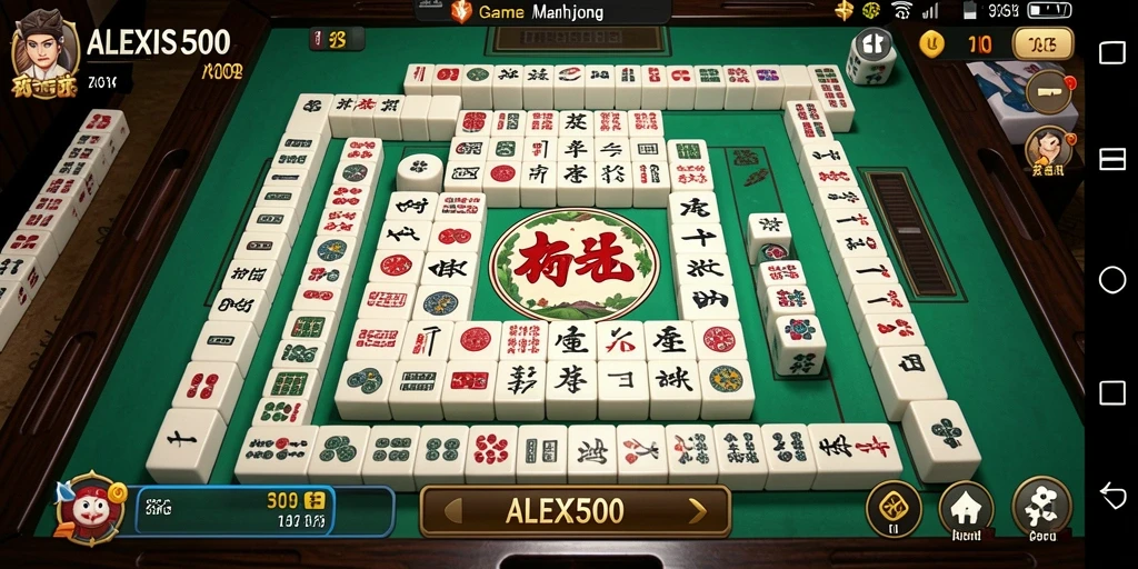 Tampilan gameplay ALEXIS500 yang menawan dengan puzzle Mahjong.
