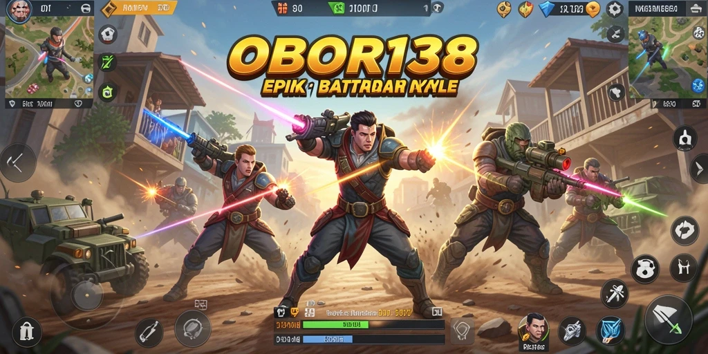 Screenshot OBOR138 menunjukkan pertempuran intens di arena Battle Royale.